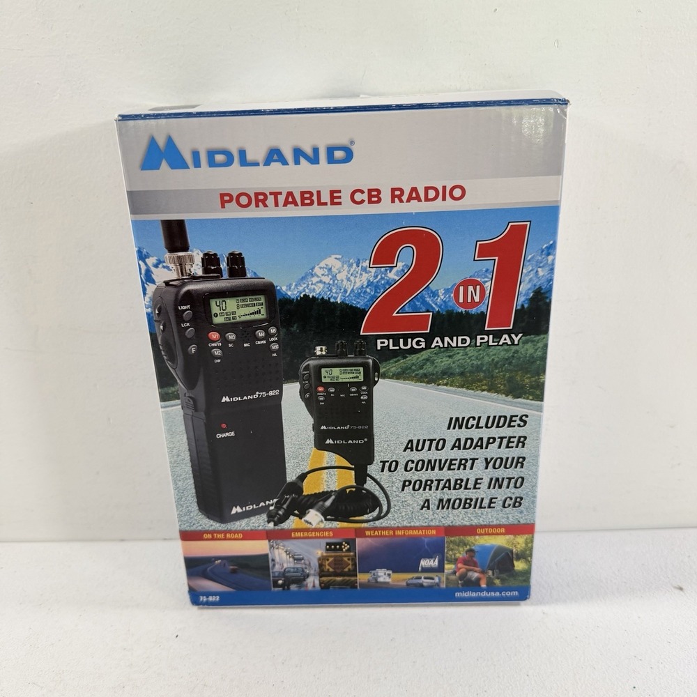 NEW Midland 75-822 Micro Mobile Portable CB Handheld Radio Plug & Play - NOAA
